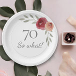 Assiettes En Carton Funny 70 Alors quelle aquarelle Floral 70e anniver<br><div class="desc">Drôle 70 Alors Quelle Aquarelle Florale 70e Anniversaire Plaque papier fête. Plaques de fête fleurie moderne et élégante de 70e anniversaire avec de beaux roses d'aquarelle et brindilles. Le texte amusant et motivant 70 Donc ce qui est génial pour une femme qui célèbre 70 ans et a un sens de...</div>