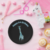 Assiettes En Carton Funny Animal sauvage bleu Giraffe Âge Anniversaire (Fête)