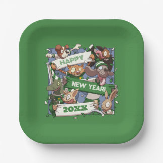 Assiettes En Carton Funny Animals Add The New Year Sports Fans Cartoon