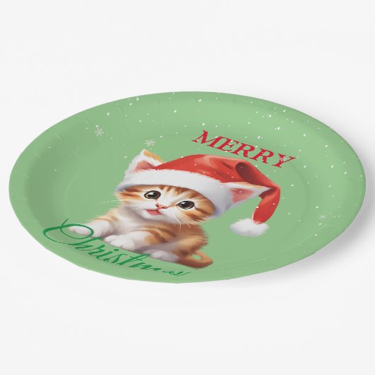 Assiettes En Carton Funny animaux Safari Chat Père Noël Costume de Noë (Angle)