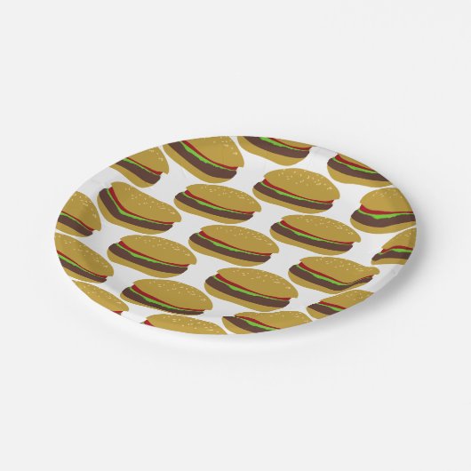 Assiettes En Carton Funny BBBQ Burger Motif (Angle)
