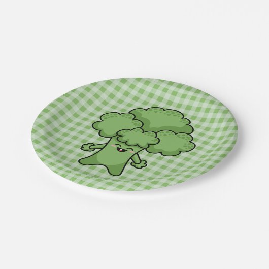 Assiettes En Carton Funny Brocoli vert (Angle)