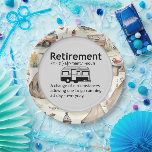 Assiettes En Carton Funny Camping Définition de retraite (Fête)