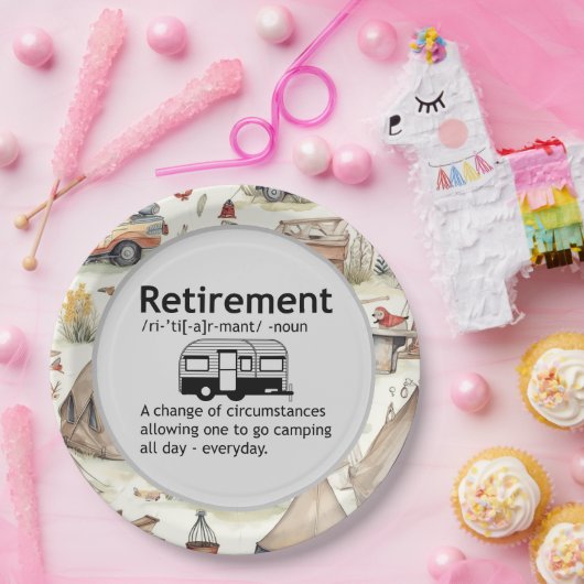 Assiettes En Carton Funny Camping Définition de retraite (Fête)