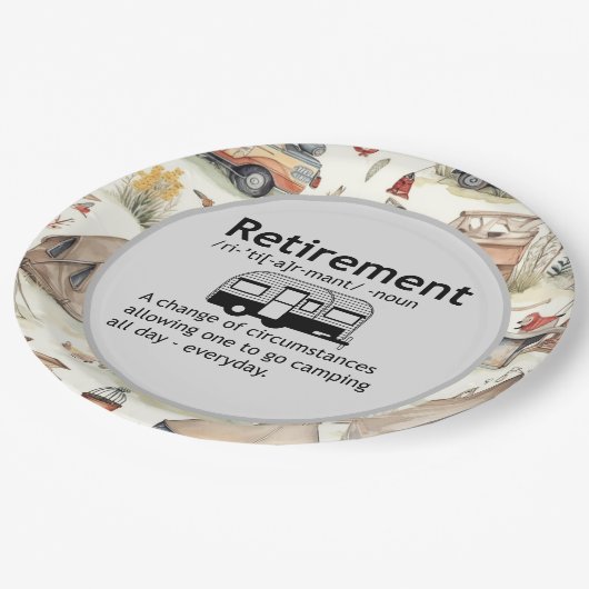 Assiettes En Carton Funny Camping Définition de retraite (Angle)