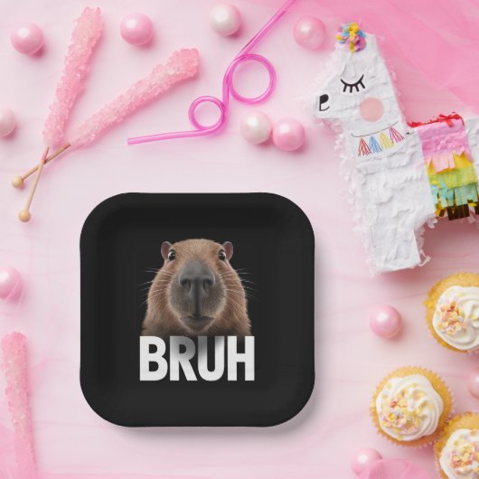 Assiettes En Carton Funny Capybara Bruh (Fête)