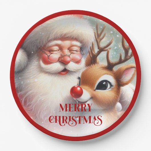 Assiettes En Carton Funny Cartoon Santa Claus Christmas Paper Plates (Devant)