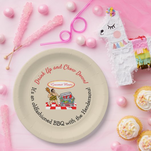 Assiettes En Carton Funny Caveman Summer Holidays BBQ Party (Fête)