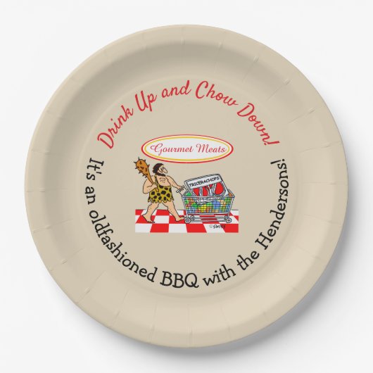 Assiettes En Carton Funny Caveman Summer Holidays BBQ Party (Devant)