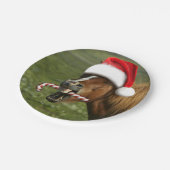 Assiettes En Carton Funny Christmas horse with Santa hat smiling (Angle)
