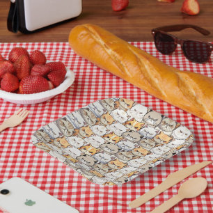 Assiettes En Carton Funny coloré Moody Cats Kitten Motif animal de com