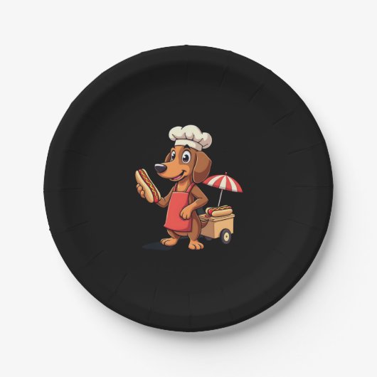 Assiettes En Carton Funny Dachshund Chien Weenie Saucisse Hotdog Sandw (Devant)