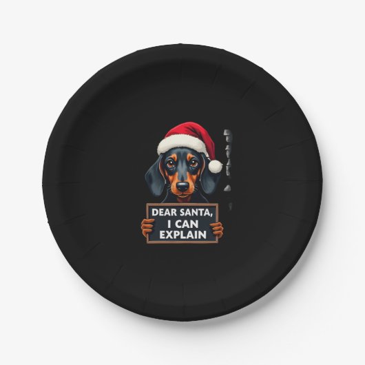 Assiettes En Carton Funny Dachshund Christmas Dear Santa I Can Explain (Devant)