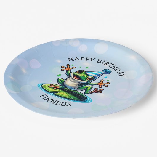 Assiettes En Carton Funny Dancing Frog Personnalisé Anniversaire (Angle)