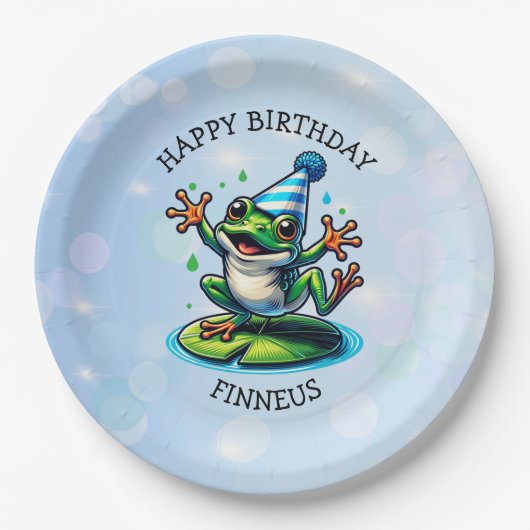 Assiettes En Carton Funny Dancing Frog Personnalisé Anniversaire (Devant)