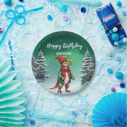 Assiettes En Carton Funny Dino arbre de Noël anniversaire garçons fête (Fête)