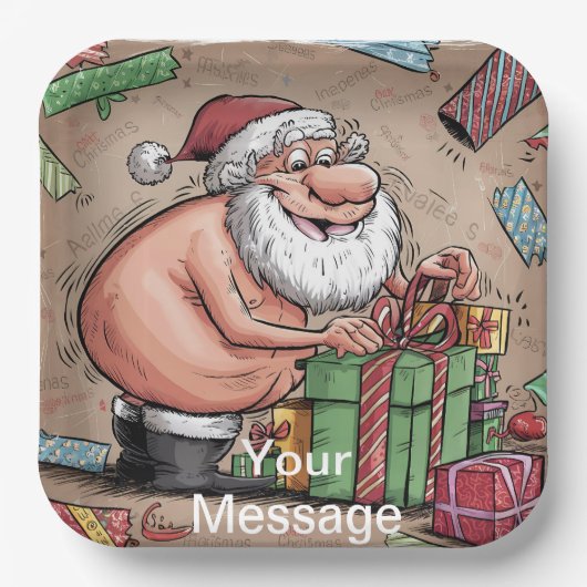 Assiettes En Carton Funny Dirty Père Noël collection de Noël (Recto)