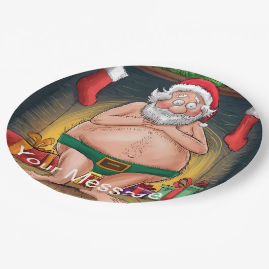 Assiettes En Carton Funny Dirty Père Noël collection de Noël (Angle)