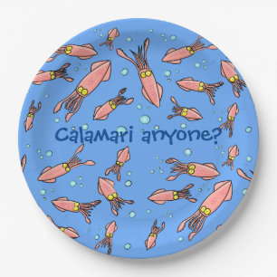 Assiettes En Carton Funny école de calmar avec bulles dessin animé