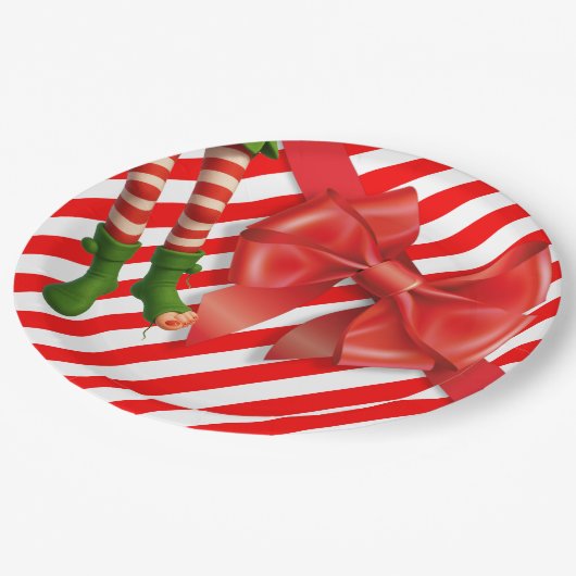 Assiettes En Carton Funny Elf Legs Christmas | North Pole Mischief (Angle)