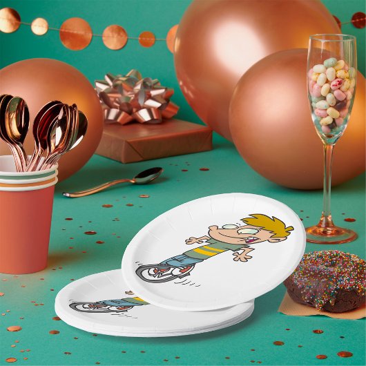 Assiettes En Carton Funny Garçon équitation monocycle