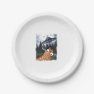 Assiettes En Carton Funny Giraffe UFO Zoo Animal Weird Meme Graphique 
