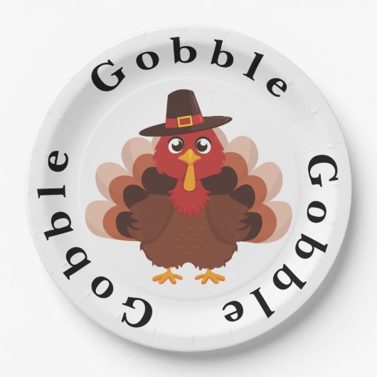 Assiettes En Carton Funny Gobble Thanksgiving Cute Minimalistic Turkey (Devant)