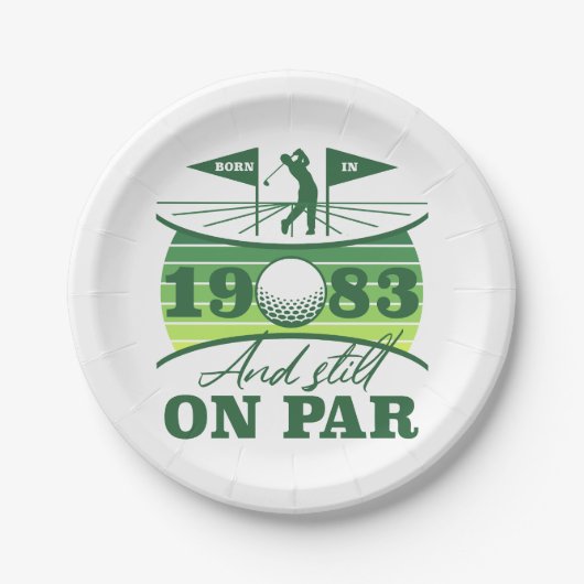 Assiettes En Carton Funny Golfer 40e anniversaire 1983 (Devant)