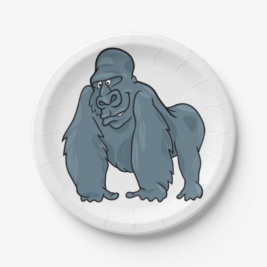 Assiettes En Carton Funny Gorilla Cool Bleu Ape Animal Design (Devant)