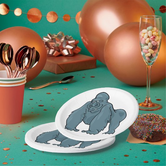 Assiettes En Carton Funny Gorilla Cool Bleu Ape Animal Design