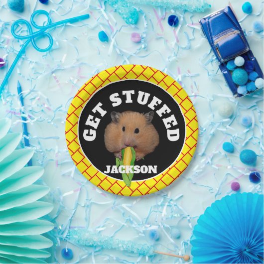Assiettes En Carton Funny Hamster "Get Stuffed" (Fête)