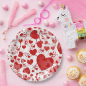 Assiettes En Carton Funny Heart Motif VII - rouge blanc + votre idée (Fête)