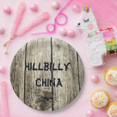Assiettes En Carton Funny Hillbilly Chine Faux Knotty Pine clôture (Fête)