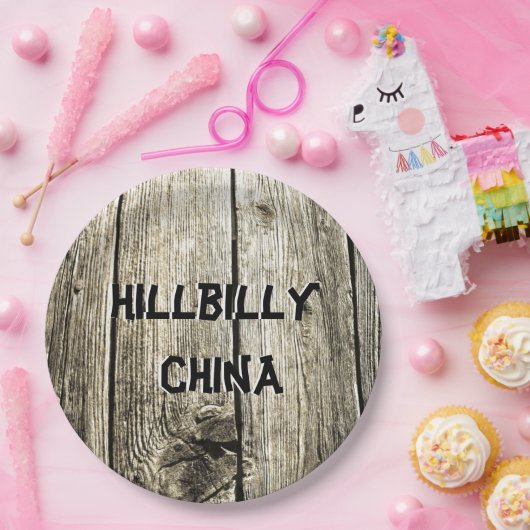 Assiettes En Carton Funny Hillbilly Chine Faux Knotty Pine clôture (Fête)