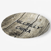 Assiettes En Carton Funny Hillbilly Chine Faux Knotty Pine clôture (Angle)