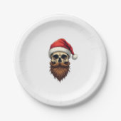 Assiettes En Carton Funny Hipster Santa Skull Face With Hat Beard Chri (Devant)