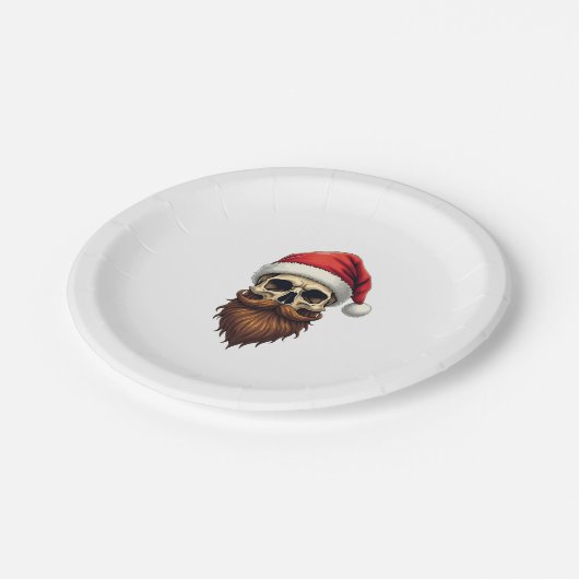 Assiettes En Carton Funny Hipster Santa Skull Face With Hat Beard Chri (Angle)