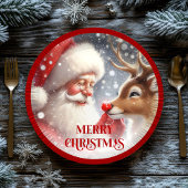 Assiettes En Carton Funny Holiday Plates Santa and Red Nose Rudolph