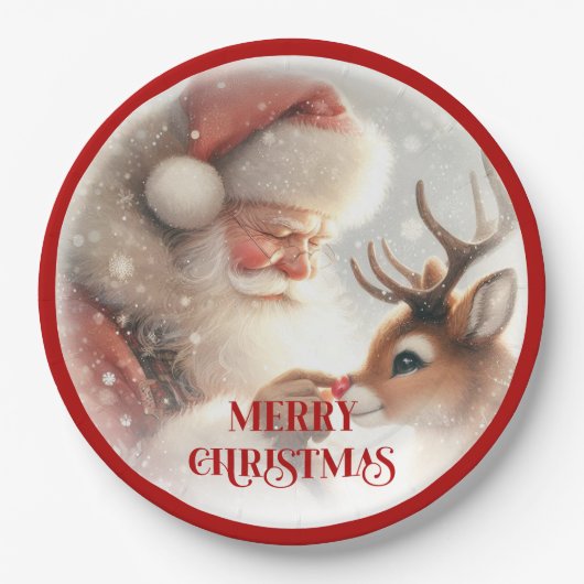Assiettes En Carton Funny Kids Holiday Plates Santa Claus Rudolph (Devant)