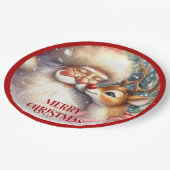Assiettes En Carton Funny Kids Santa Rudolph Holiday Party Plates (Angle)