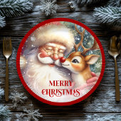 Assiettes En Carton Funny Kids Santa Rudolph Holiday Party Plates