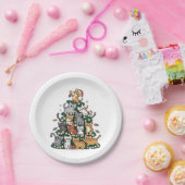 Assiettes En Carton Funny Kitten Christmas Tree Chat Animal de compagn (Fête)