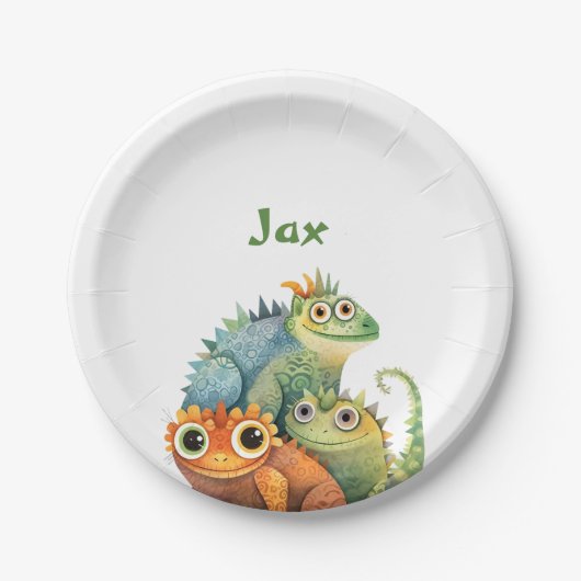 Assiettes En Carton Funny Lizard Fête d'anniversaire personnalisée (Devant)