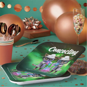 Assiettes En Carton Funny Mad Chat Scientists Purrfect Anniversaire