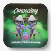Assiettes En Carton Funny Mad Chat Scientists Purrfect Anniversaire (Recto)