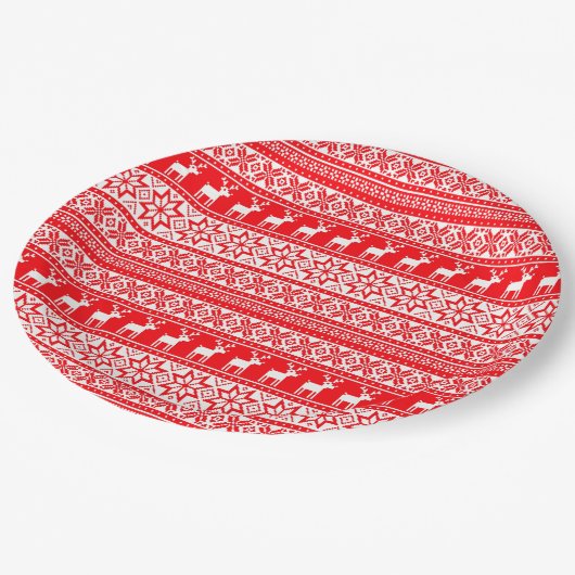 Assiettes En Carton Funny Nordic Laid Christmas Sweater Party (Angle)