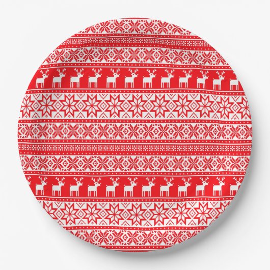 Assiettes En Carton Funny Nordic Laid Christmas Sweater Party (Devant)