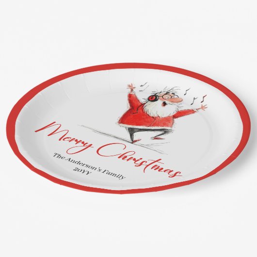 Assiettes En Carton Funny Quirky Santa Claus Festive Holiday Plates (Angle)