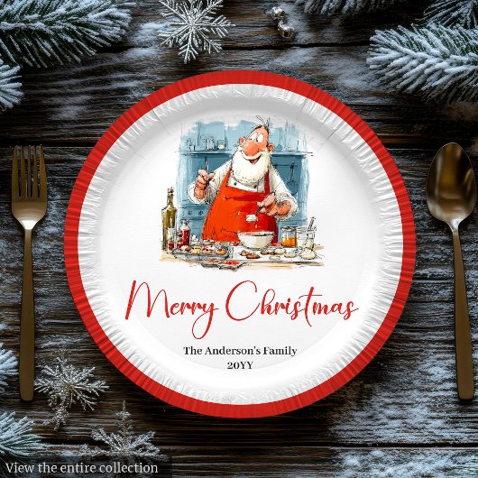 Assiettes En Carton Funny Quirky Santa Watercolor Holiday Plates
