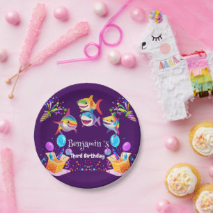 Assiettes En Carton Funny rainbow shark anniversaire ballon garçons de